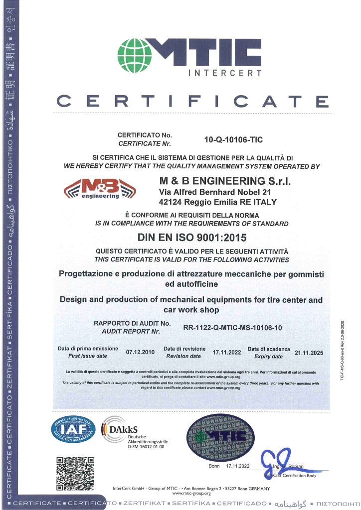 Certifications – M&B Engineering